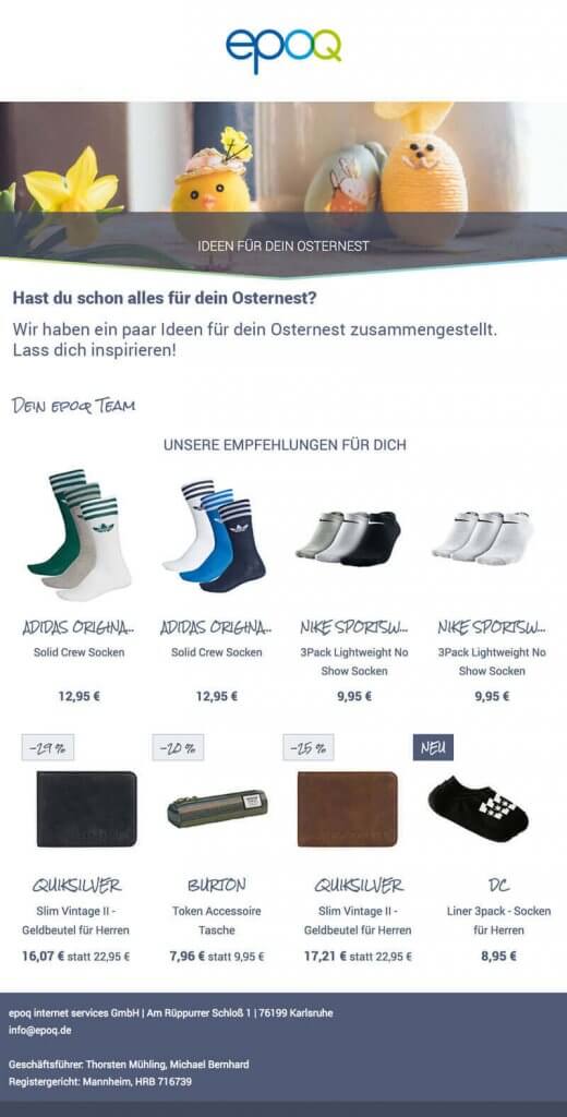 Screenshot eines Oster-Newsletters.