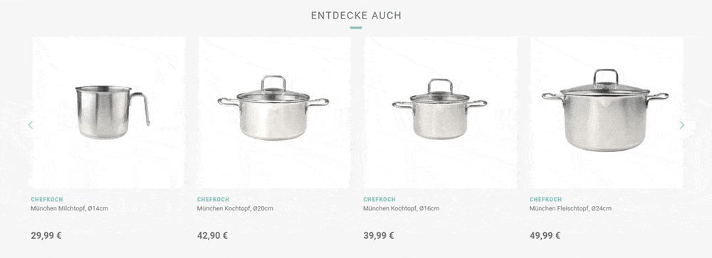 Recommendation Widget als Slider im Online Shop von Fackelmann