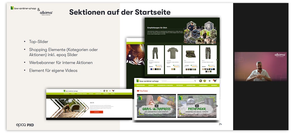 Screenshot von der Präsentation über die Startseite beim Personalisation Experience Day 2022.