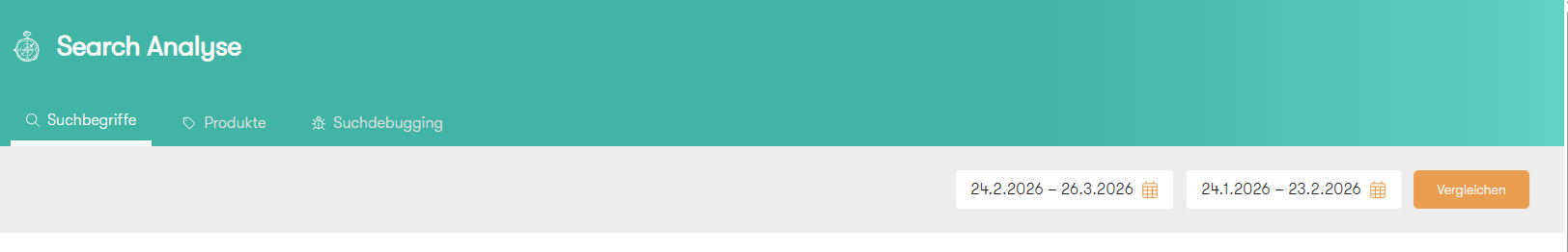 Der Screenshot zeigt den Analyse-Bereich der intelligenten Suche im Control Desk, in dem der Zeitraum für die Analyse ausgewählt werden kann.
