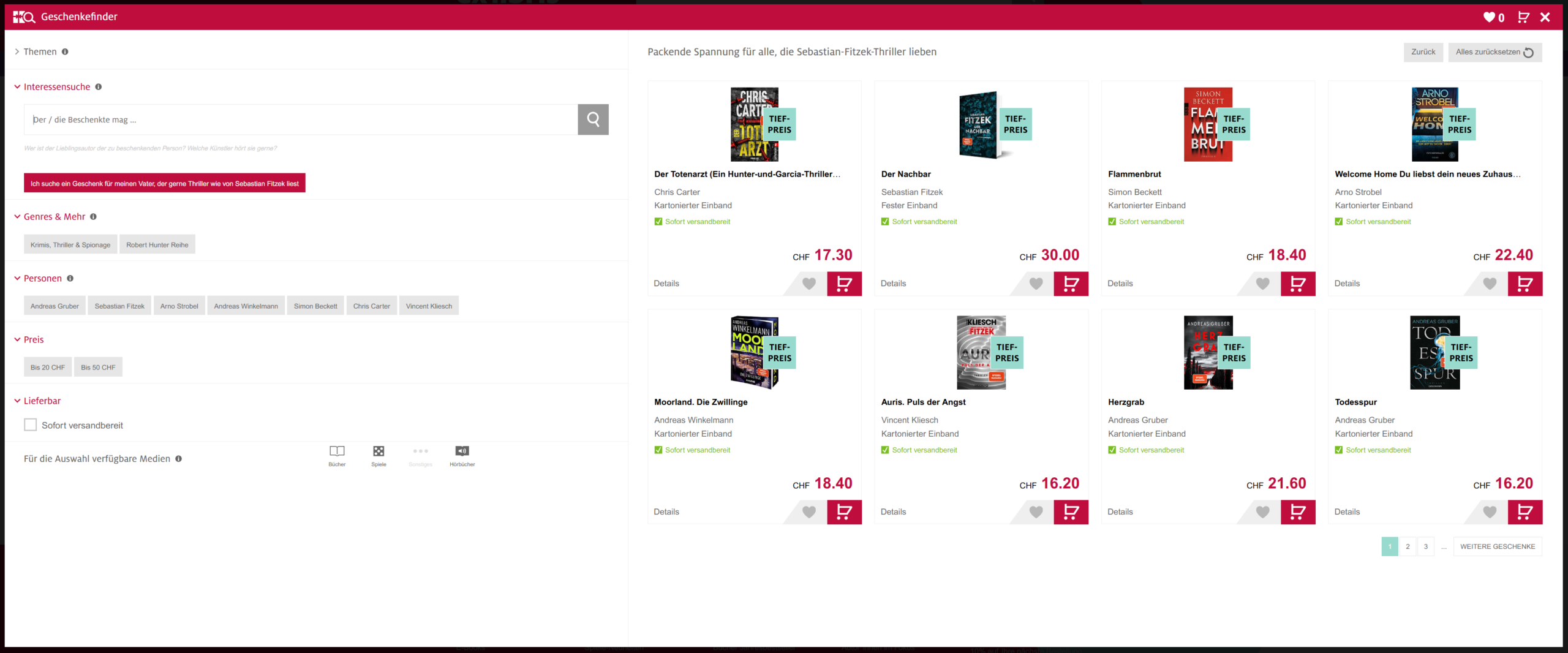 A screenshot of the Ex Libris Gift Finder, which understands natural language queries and provides personalized book recommendations based on interests, as an example of personalization in an online store.