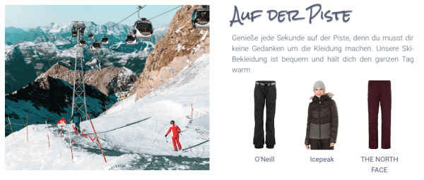 Beispiel für Content Commerce aus dem epoq Demo-Shop