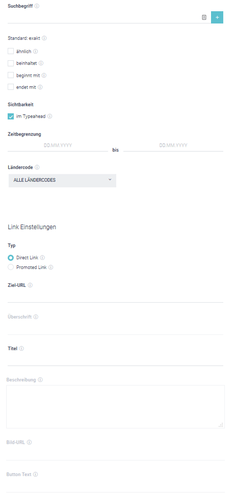 Der Screenshot zeigt ein Beispiel im Link Finder, um die Conversion zu steigern. Der User wird bei Eingabe des Keywords „Impressum“ zur entsprechenden Landingpage weitergeleitet.