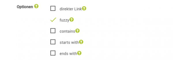 Beispiel aus dem Link Finder: Optionen