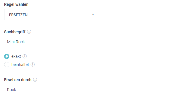 -Der Screenshot zeigt einen Ausschnitt des Thesaurus im epoq Control Desk. Dargestellt wird ein Beispiel für die Regel Ersetzen.
