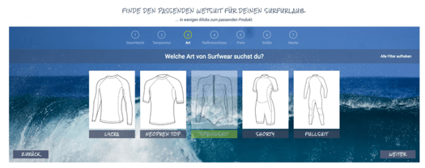 Guided Selling im E-Commerce in Form eines Neoprenberaters.