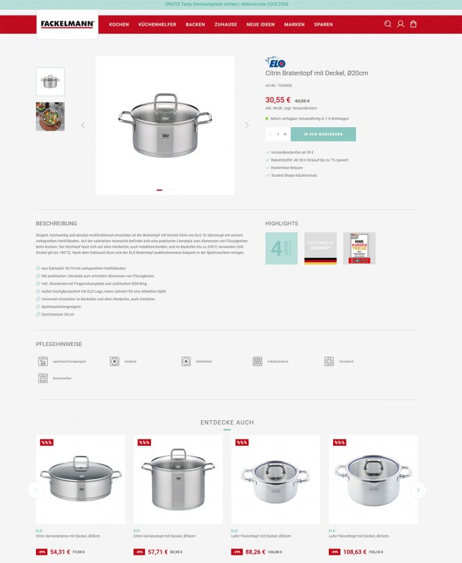 Empfehlung ähnlicher Produkte auf der Produktdetailseite